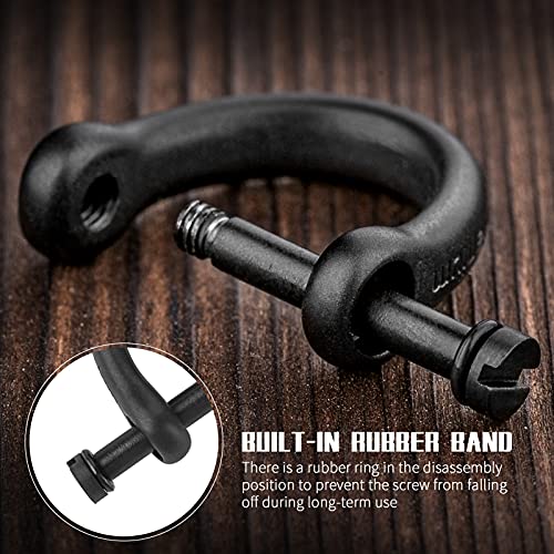 Tisur Key Ring With Screw Shackle，Black Key Rings Heavy Duty Keyrings For Keys,Diy Key Fob D Rings Keychain 2Pcs (1/2'', Black/Titanium) #TOP1