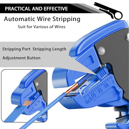 Image of Vista Quick Stripper - 2 in 1 Automatic Wire Stripper and Cutter for Electronic and Automotive Repair, Eagle Nose Pliers (Blue 1PCS)