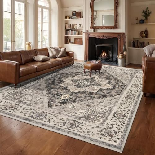 Image of Tangsoo 9x12 Washable Area Rugs for Living Room, Vintage Non Slip Large Rug
