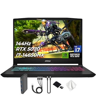 msi Katana 15.6" 165Hz QHD Gaming Laptop, NVIDIA GeForce RTX 5070 8GB, 32GB DDR5 RAM, 2TB Storage(1TB SSD & 1TB Docking Station), Intel i7-14650HX, 4 Zone RGB Backlit Keyboard, Win 11 Pro, Black