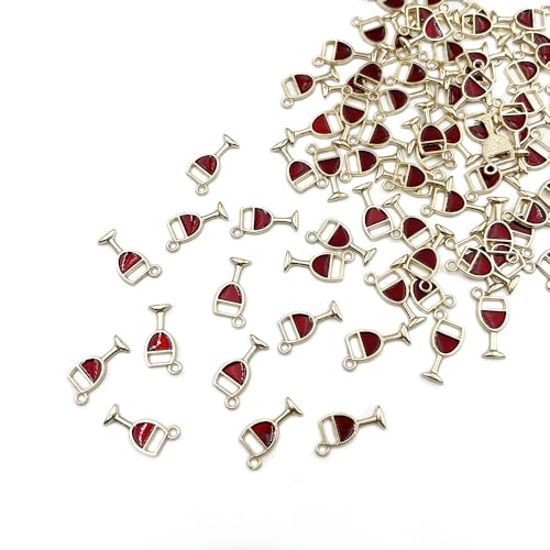 About 80Pcs Wine Glass Enamel Charms Cute Goblet Shaped Beads Pendants Novelty Charms for Jewelry Making...