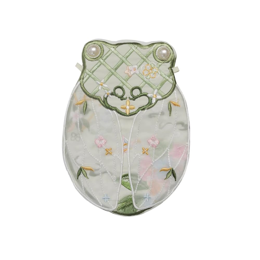 Sac rétro brodé d'inspiration Hanfu, grand format vert haut de gamme