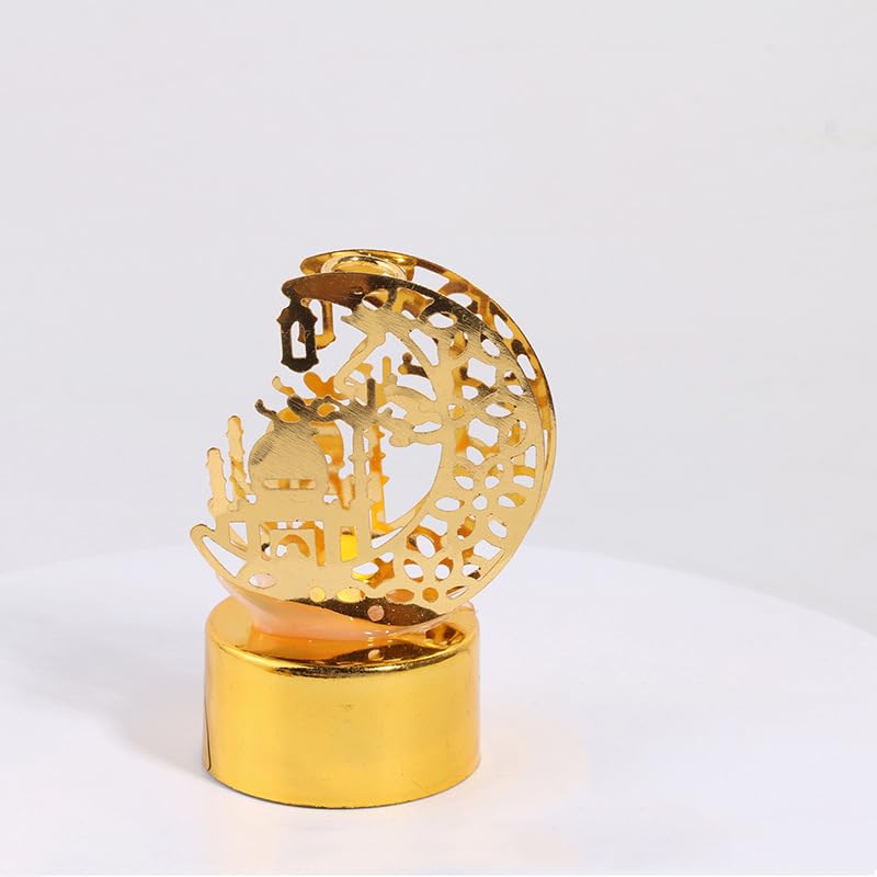 Gold Crescent Moon LED Decor Lamp, Moon Star Hollow Tabletop Light for Home Decoration, Festive Ramadan Decor, Eid Mubarak Gift, Shelf Porch Table Accent 2.6 x 1.65 Inch-14