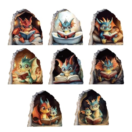 Vinilos Decorativos 3D Dragón Lectura 8 Piezas PLIGREAT