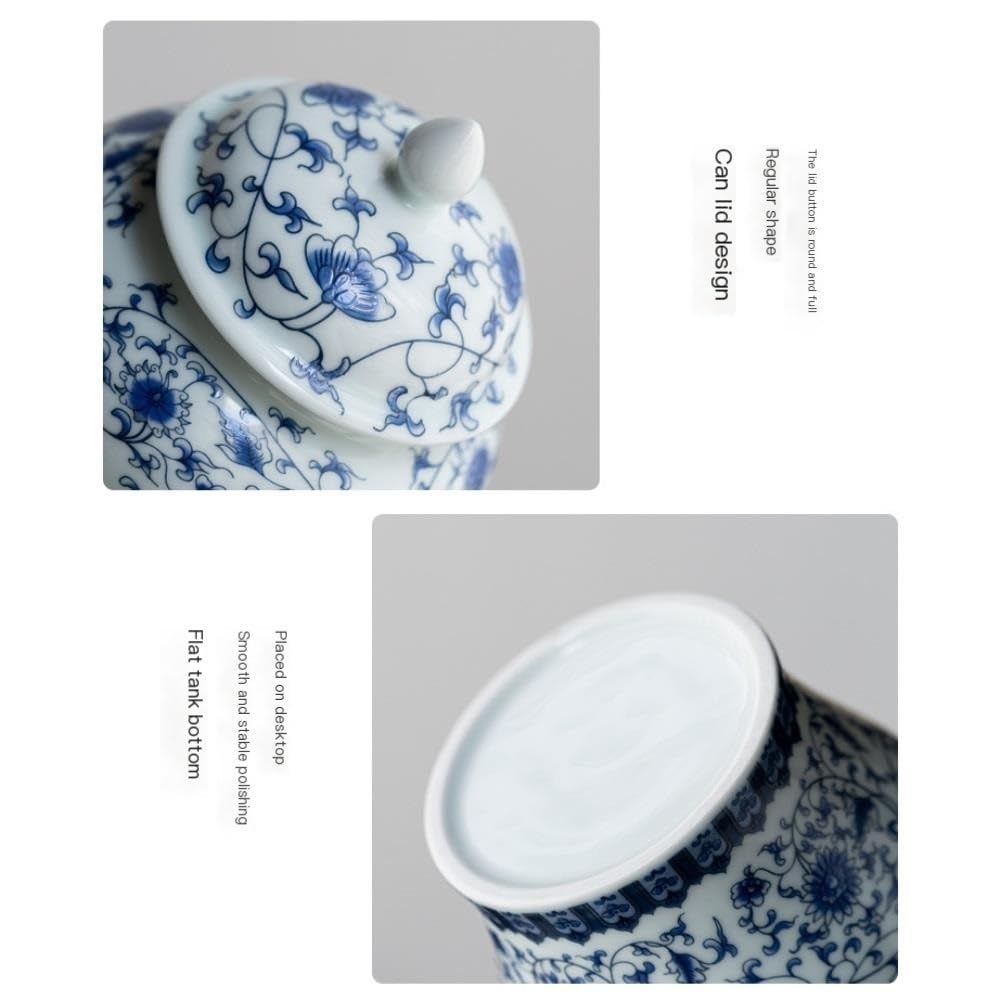 HLTYGWX Pojemnik na herbatę Niebiesko-biała porcelana Pojemnik do przechowywania herbaty luzem Słoik Duży, szczelnie zamknię dzbanek Chiński zestaw do herbaty Pojedynczy słoik Słoik przebudzenia
