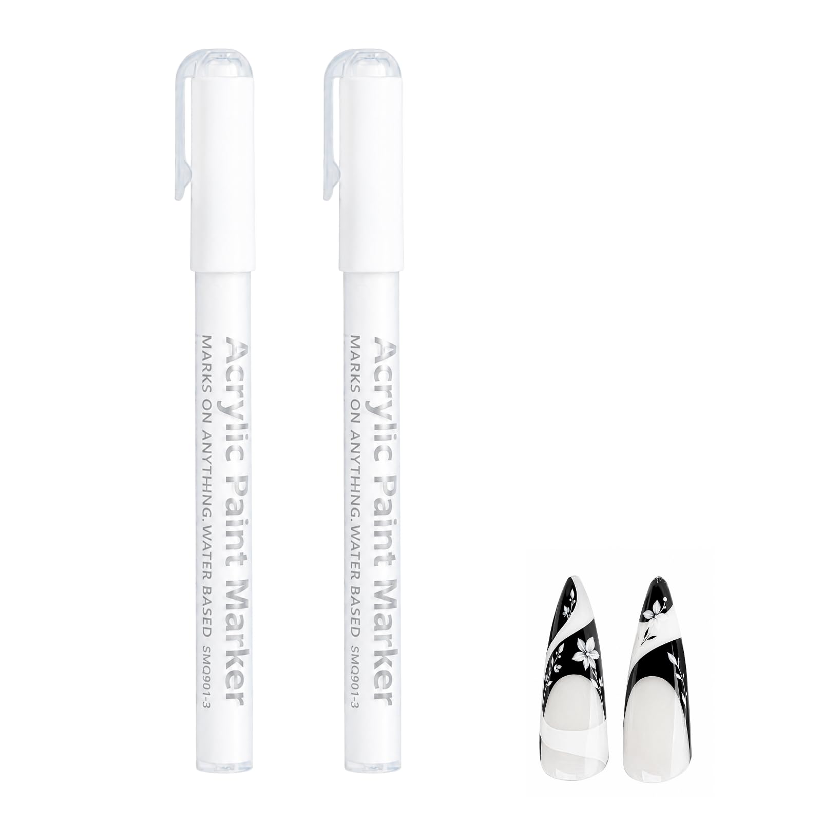 2 penne French Manicure Bianco - Nail Pen per Nail Art Creative, Matita Bianco Unghie Precise per Design French Manicure, Penna Smalto per Unghie Portatile e Versatile