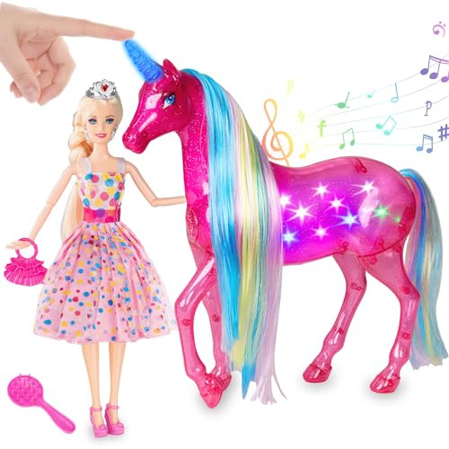 BETTINA Large Unicorn & Princess Doll Set with Lights & Sounds - ...