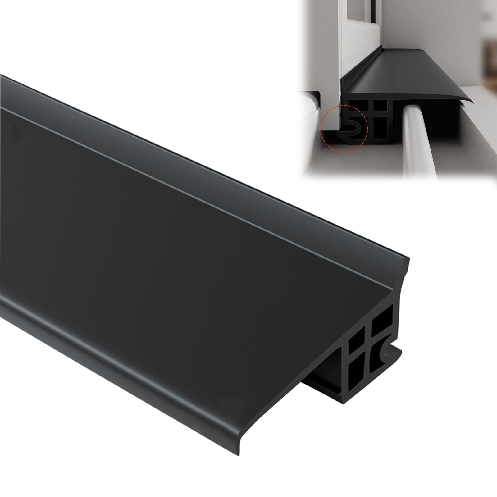 Joint caoutchouc autocollant pour portes et voitures avec rainure 1.9 cm de long 1.5 m