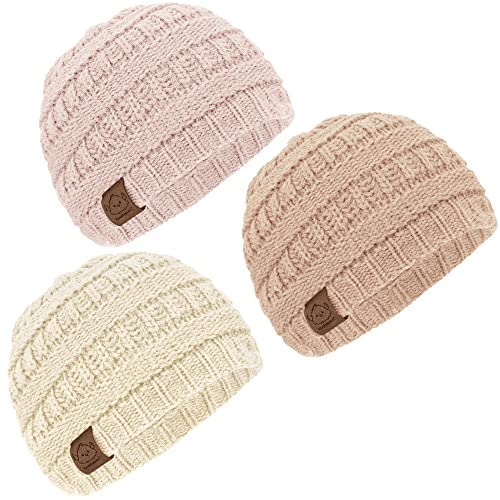 Image of KeaBabies 3-Pack Baby Beanies for Boys, Girls - Soft, Cute Baby Winter Hats 6-36 Months, Stretchy Knit, Warm Toddler Winter Hat, Newborn, Infant, Toddler Beanie for Babies Girl, Boy (Pale, M)