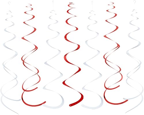 Miniatura 7 de MOWO Decoración colgante de espiral de aluminio naranja y azul real para cumpleaños, graduación, Año Nuevo, suministros de fiesta de Halloween,