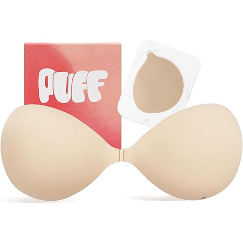 Puff Sticky Bra Push Up Strapless Backless Adhesive Bra for Women,Invisible Silicone Lift Nipple Covers