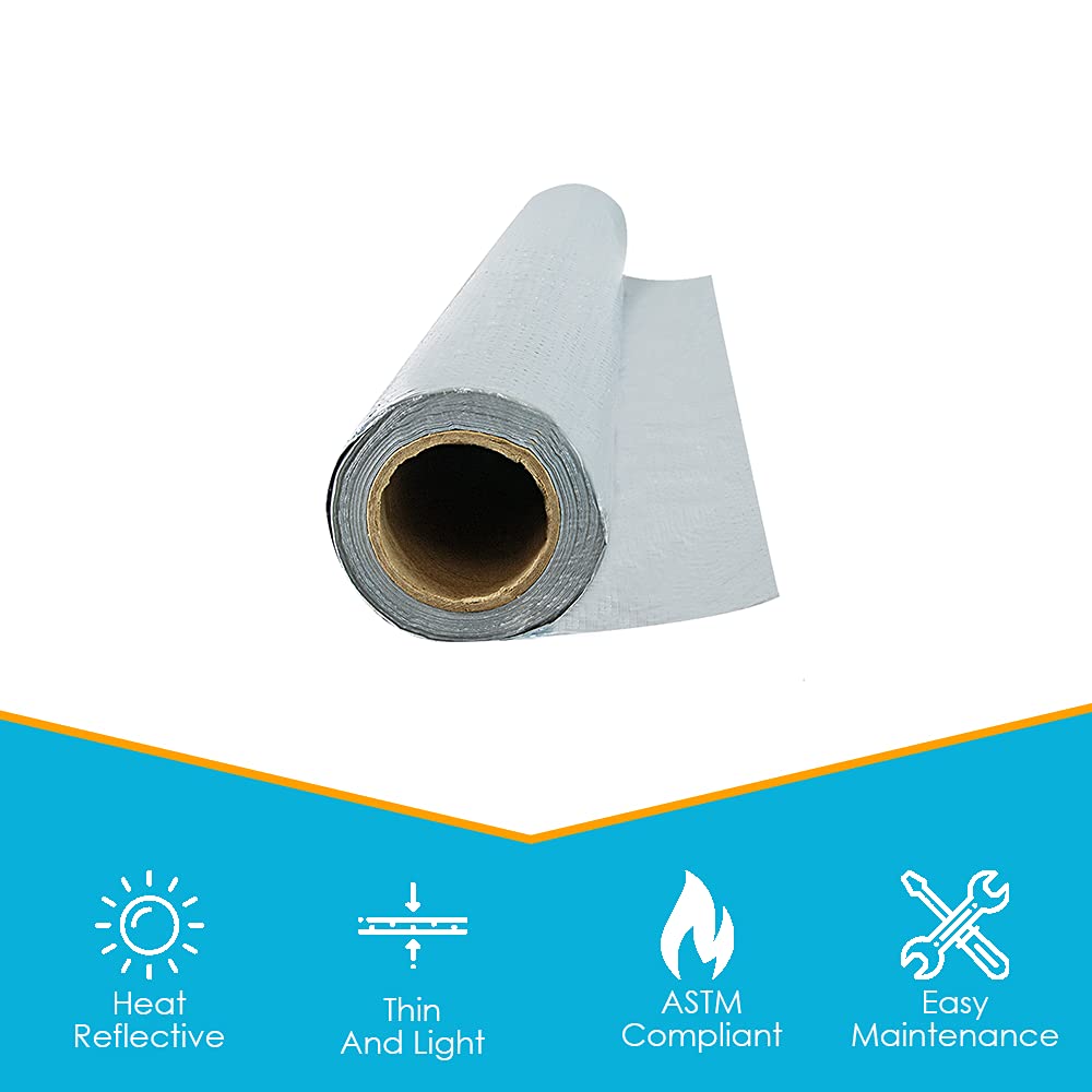 Houseables Radiant Barrier Insulation, Aluminum Foil Roll, 1000 Square Ft. (250 x 4 Feet), Reflective, Solar Guard Backed Material, Heat Barriers, Commercial, Residential, Industrial Grade, Perforated