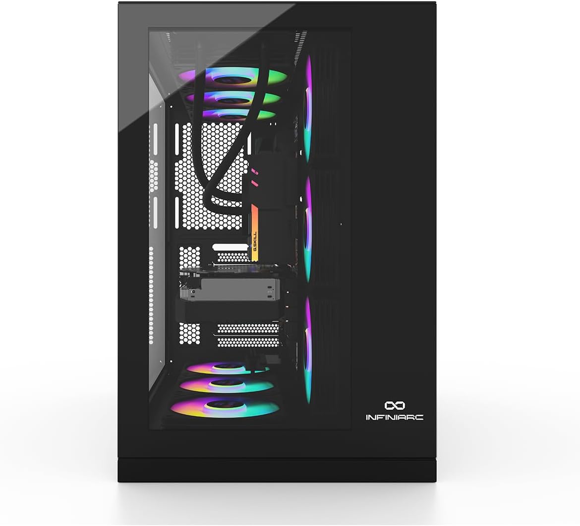 INFINIARC Cube Flow XL Case with 6 RGB Fans - Premium Gaming PC Case with Stunning Illumination