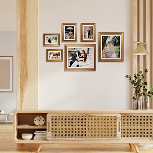 Rempry 8.5X11 Picture Frames With Mat Set Of 6, Gold Rustic 8.5X11 Document Diploma Certificate Photo Frames, Modern Photo Frames For Table Top Wall Hnaging #TOP4