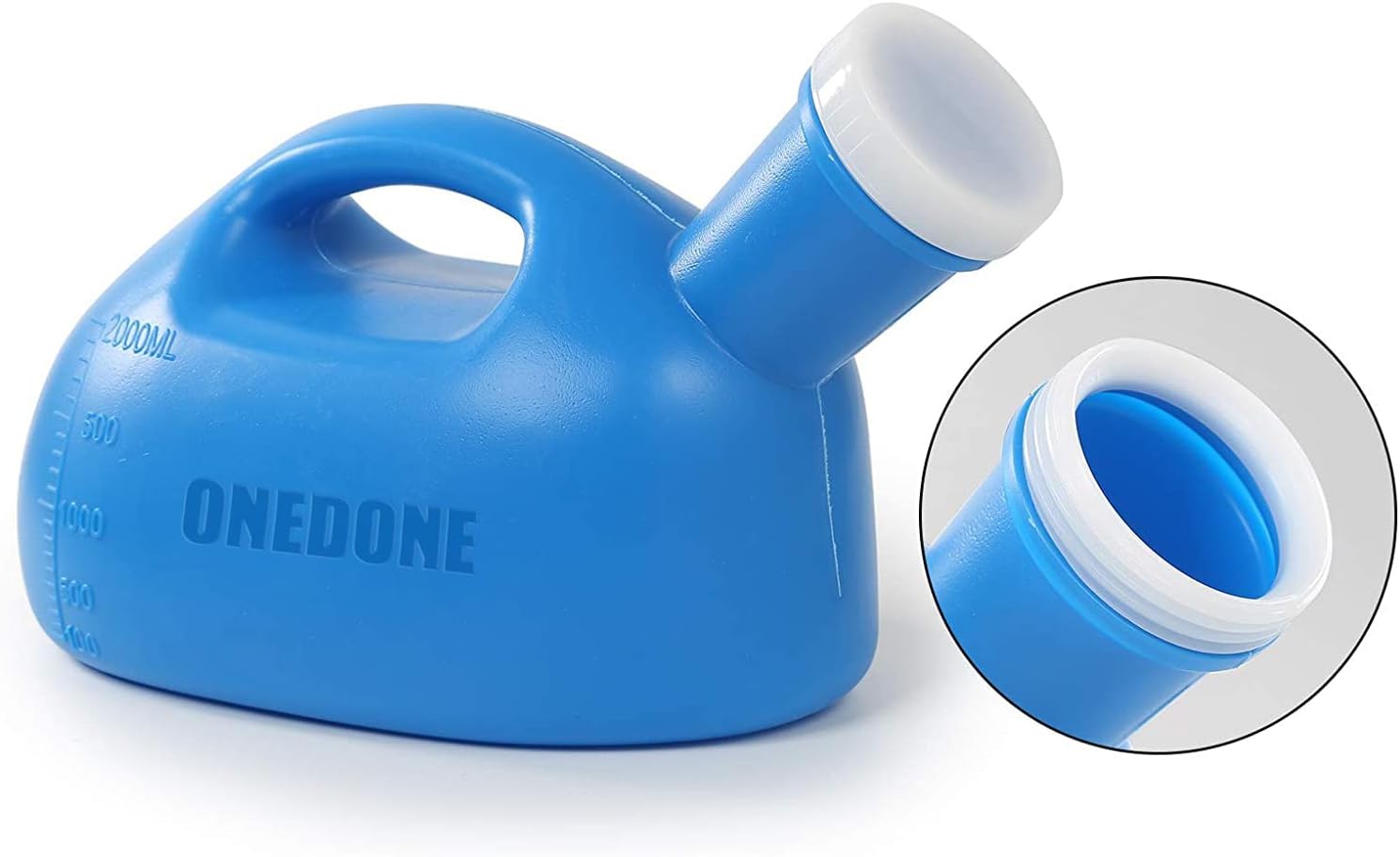 ONEDONE Urinal for Men Women 2000ML 2 in 1 Portable Urinal for Women Urine Bottle Female Urinals Hospital Camping Car Travel Bedside Emergency (Blue) : Health & Household