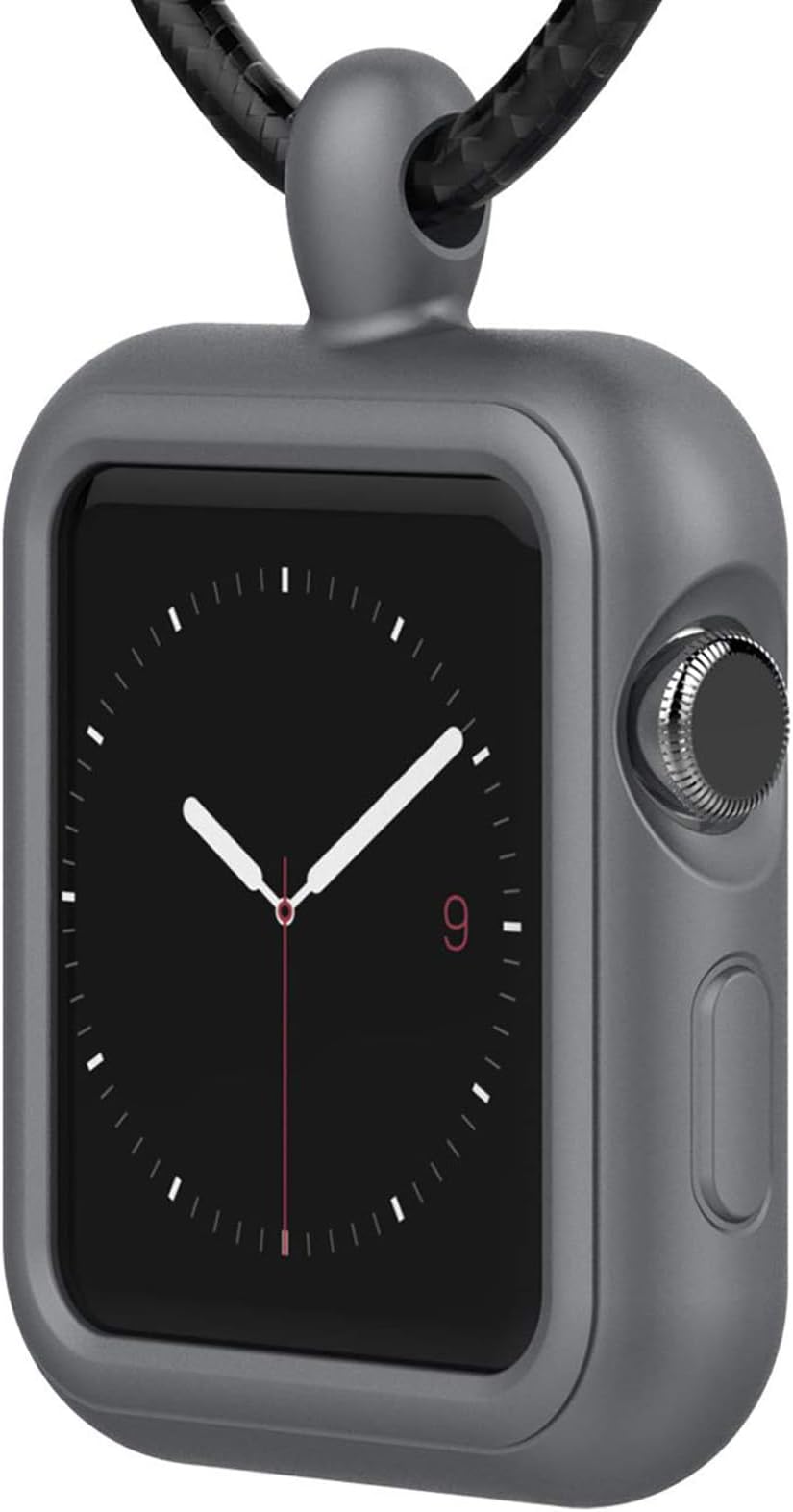 Compatible with Apple Watch Necklace Pendant Silicone Case Cover Replacement for iWatch Pendant Series 9 8 7 6 SE 5 4 3 2, 38 40 41mm, Gray