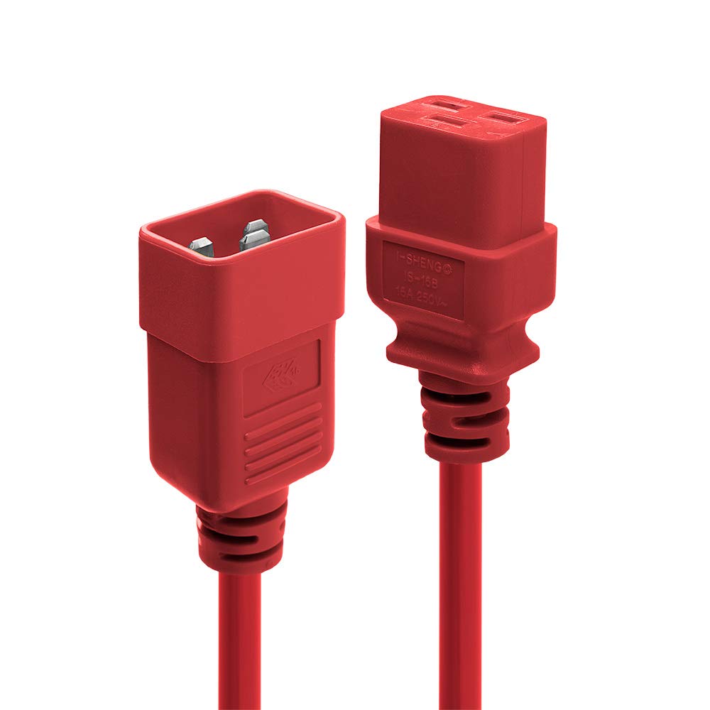 LINDY 1m IEC C19 to C20 Extension Cable, Red