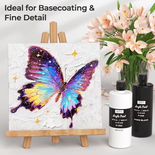 Image of Nicpro White & Black Large Acrylic Paint (16.9 oz, 500 ml), Rich Pigments