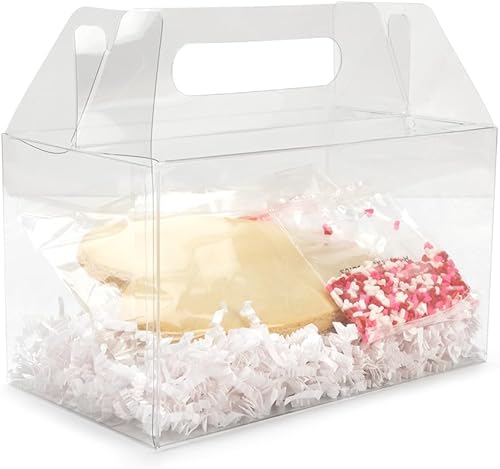 Miniatura 2 de ClearBags Caja de mango transparente  25 unidades  Tamaño 7 x 4 x 4 pulgadas  Cierre seguro, caja de regalo para recuerdos de boda, regalos de