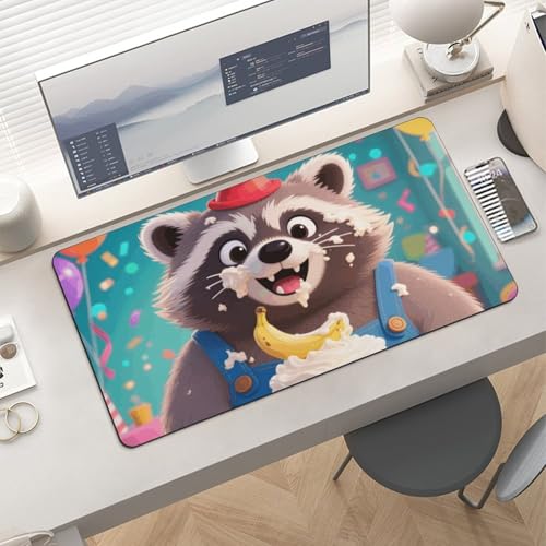 Desk Pad Protector 24x12 Inch Extended Cute Raccoon miniatura 6