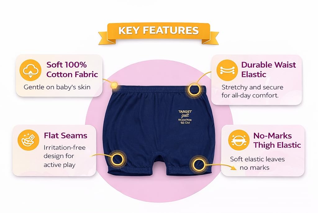 GIIG Girls Cotton Innerwear, 100% Pure Cotton, Soft & Breathable, Comfortable, 2 Count (in, Age, 2 Years, 3 Years, 10, Plain) 3