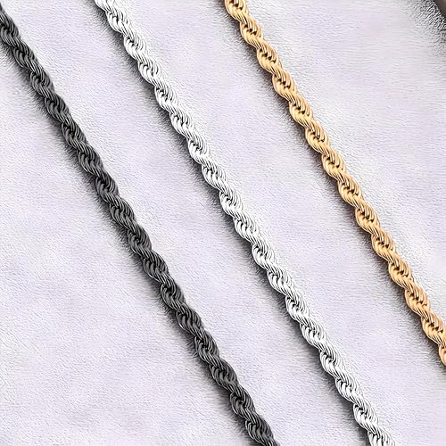 3PCS Stainless Steel Bracelets for Men Gold, Silver, Black Bracelet Twisted Cable Mens Luxury Jewelry Bracelets Gifts3