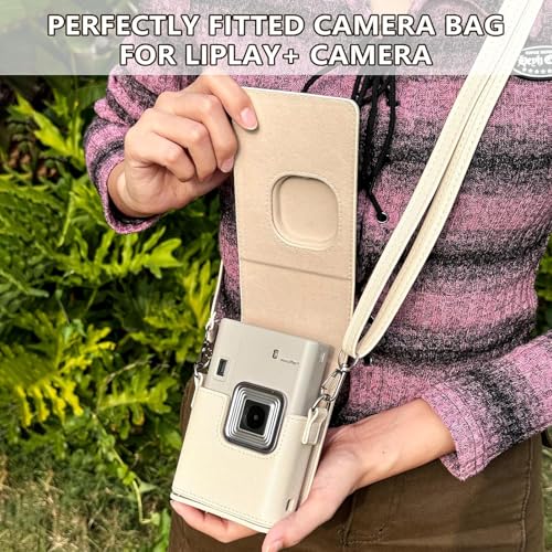 Image of Mini Liplay+ Camera Case for Fuji Instant Mini LiPlay+ Hybrid Instant Camera, Liplay+ Camera Protective Case with Premium PU Leather and Adjustable Strap (No Camera) - Sand Beige