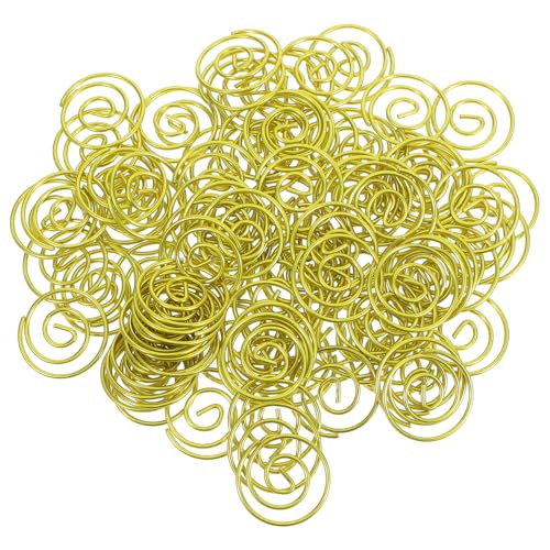 ADOCARN 100個入り 小さな円形ペーパークリップ 金属ワイヤーブックマーク 書類整理クランプ 丸型スパイラルファイルオーガナイザークリップ オフィスや学校用