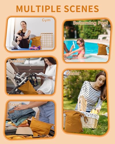 Image of Babygoal Wet Dry Bags for Baby Cloth Diapers, Washable Travel Bags, Beach, Pool, Gym Bag for Swimsuits & Wet Clothes with Two Zippered Pockets 3 Pack, 3LN20