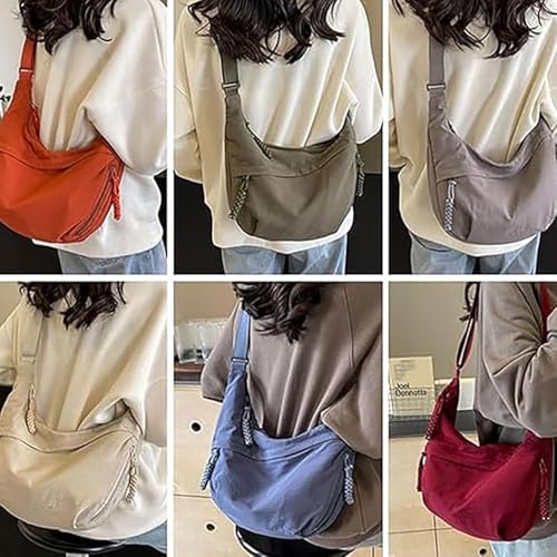 Quantifyn Crossbody Bag, Quantifyn Women's Fashion Plain Color Nylon Crossbody Hobo Bag, Divider Inside, Adjustable Strap2