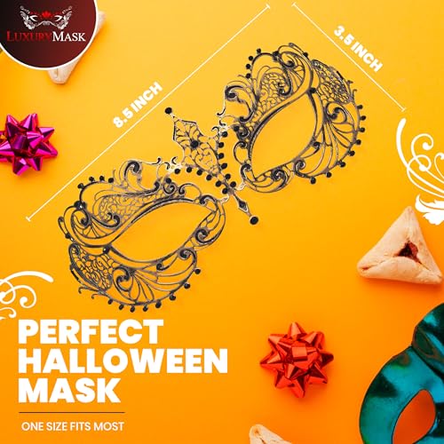 Image of Masquerade Mask for Women with Rhinestones - Elegant Metal Half Face Mask for Masquerade Parties, Mardi Gras, & Themed Events