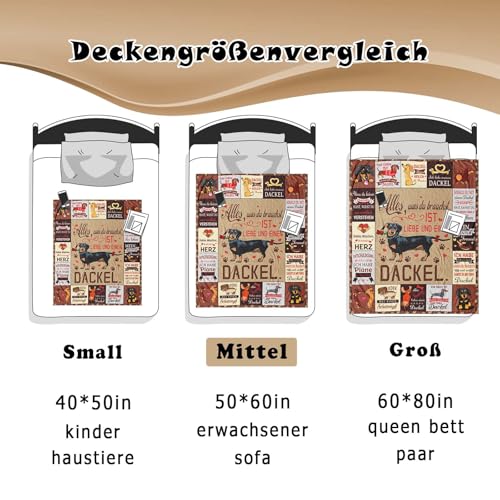 YESTUTI Dackel Geschenke, Dackel Geschenke für Dackel-Liebhaber, Dackel Geschenke für Frauen Männer, Dackel Deko, Dackel-Liebhaber Geschenke, Dackel Mama/Papa Geschenk, Dackel Kuscheldecke 150x130CM