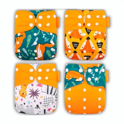 Kit 4 Fraldas Ecológicas de Pano Premium + 4 Absorvente 6 Camadas...