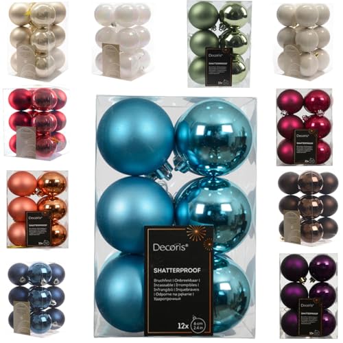 LS-LebenStil 12 Exklusive Weihnachtskugeln Christbaumkugeln Folk Blue...