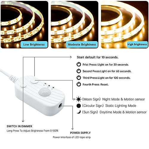 Tira de LED con Sensor de Movimiento, 5V, 16.4 ft, Amarillo Ultra Cálido miniatura 5