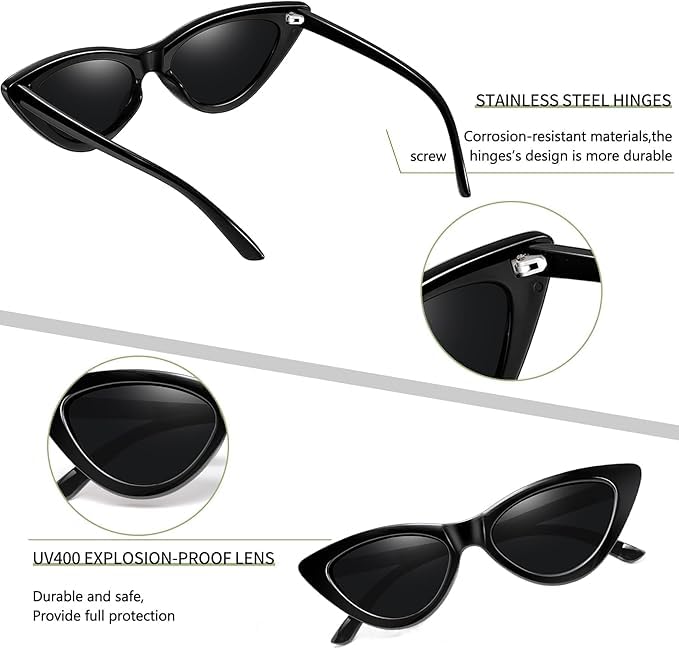 Image of Black Jones | Full Rim Cat Eye Sunglasses | 100% UV Protected | Black Frame & Black Lens | Women | Medium |