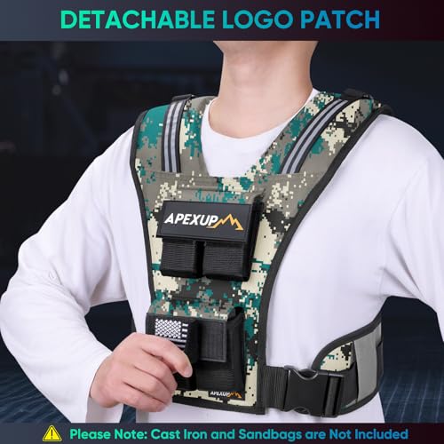Image of APEXUP Adjustable Weighted Vest Men 20lbs /30lbs /40lbs Weights with Reflective Stripe, Weight Vest Woman Workout Vest for Strength Training Running Walking
