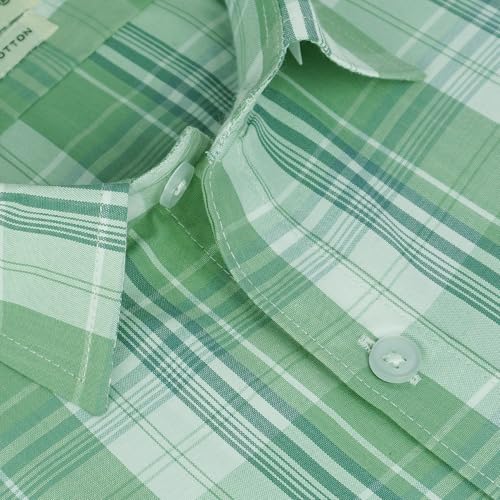 Image of GHPC 100% Cotton Checkered Half Sleeves Regular Fit Formal Shirt for Men