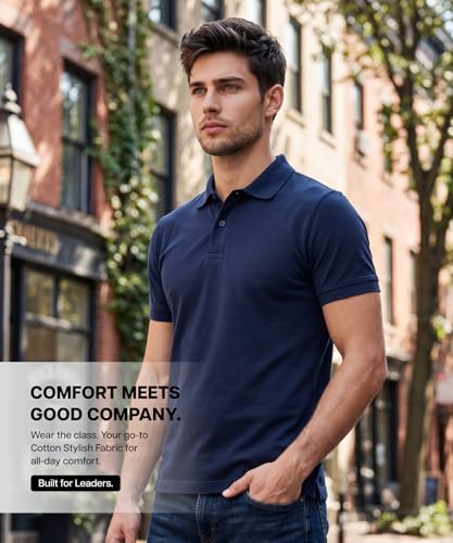 Image of AWG ALL WEATHER GEAR 100% Cotton Polo T Shirt for Men | Soft & Breathable Fabric | Regular Fit | Half Sleeve Polo Collar T Shirt | Casual & Office Wear | Comfortable & Durable Mens Polo T Shirt