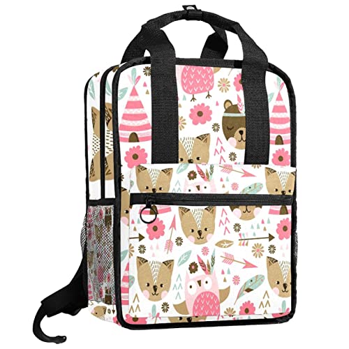 Cartable filles et garçons sac à dos école motifs feuilles hérissons