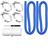 Forbabe 2 Stück Poolschlauch 32mm mit Sicherungsclip Und Schlauchverbinder,Schlauch für Poolpumpe,Filterpumpe und Schwimmbad (Blau)
