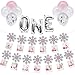 Snowflake Photo Banners kit, Pink 12 Months First Birthday Garland One Letter Balloons Latex Balloons For Baby Girls Winter Onederland Party Decorations