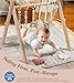 Wooden Play Gym with Beige Mat, Foldable Baby Play Gym, Infant Activity Mat with 6 Hanging Toys, Natural Pine Wood Frame Activity Center, Easy to Assemble & Clean, Newborn Present for Boys & Girls