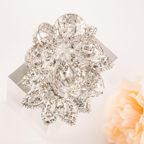 Image of LAXPICOL Big Large Women's Vintage Austrian Crystal Elegant Flower Teardrop Brooch Gold Tone