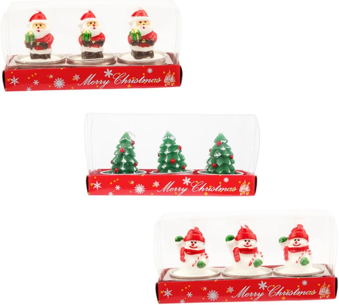 Christmas Style Candle Set, for Room Party 9pcs Festive Xmas Decor