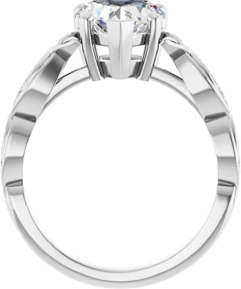 18K Solid White Gold Engagement Ring Set, 2 CT Heart Cut Moissanite, Diamond Halo, Pave Set, Bridal/Wedding Set, Ring for Women