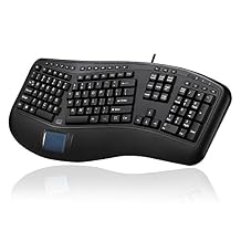 Adesso AKB-450UB - Ergonomic Keyboard with Built-in Touchpad & Palm Rest for Comfort, Wired USB, Multimedia Hotkeys, Split Keys Design - Compatible for PC