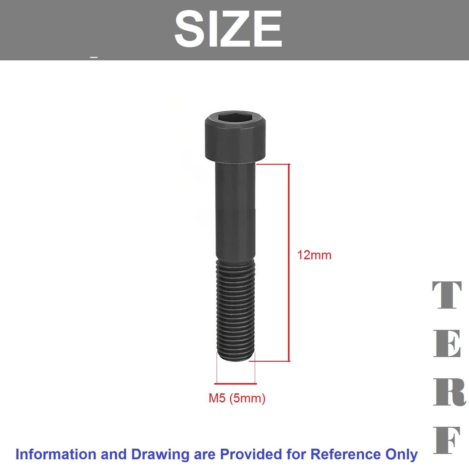 TERF® M5 X 12mm Hex Socket Cap Head Machine Screws Self Colour Black High Tensile Grade 12.9 Machine Screw M5 (5mm) X 12mm Allen Key Hexagonal Socket cap Bolts - Image 3