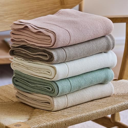 Image of 100% Organic Cotton Knit Receiving Baby Blanket for Newborns - Soft, Breathable Blanket for Crib & Stroller - Nursery Gift (Blush Ultra-Soft)