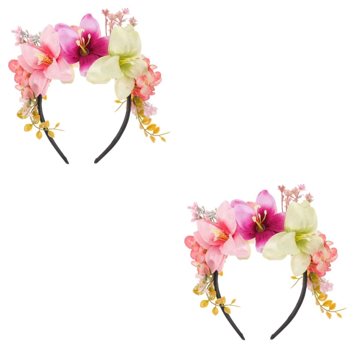 Beaupretty 2piezas Diadema De Flores De Tela Lirios Accesorio De Cabello Elegante y Bodas Diadema Floral Para Mujer